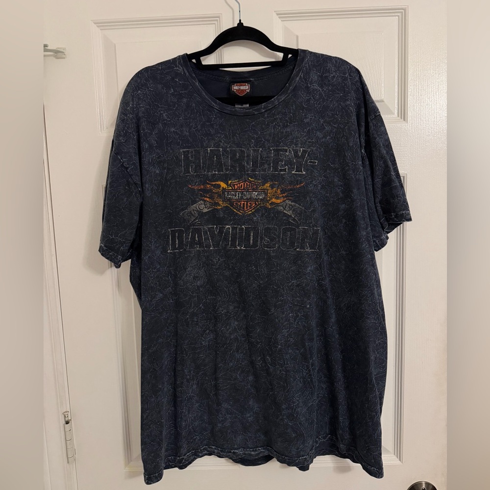 Harley-Davidson Men's Black Vintage Style Flame Logo T-Shirt